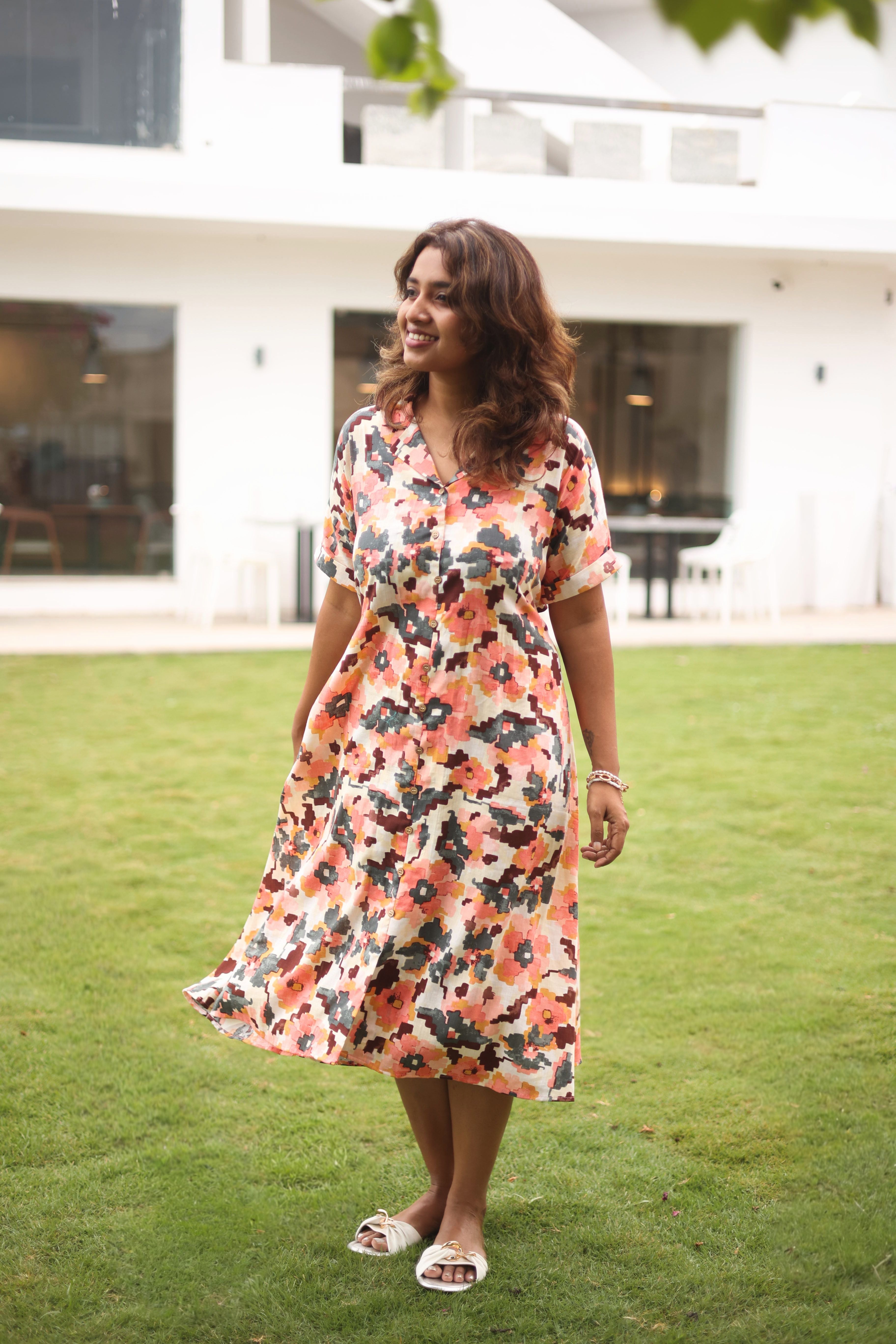 Autumn Abstract A-Line Dress
